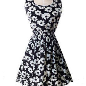Chiffon A-Line Black Daisy Dress